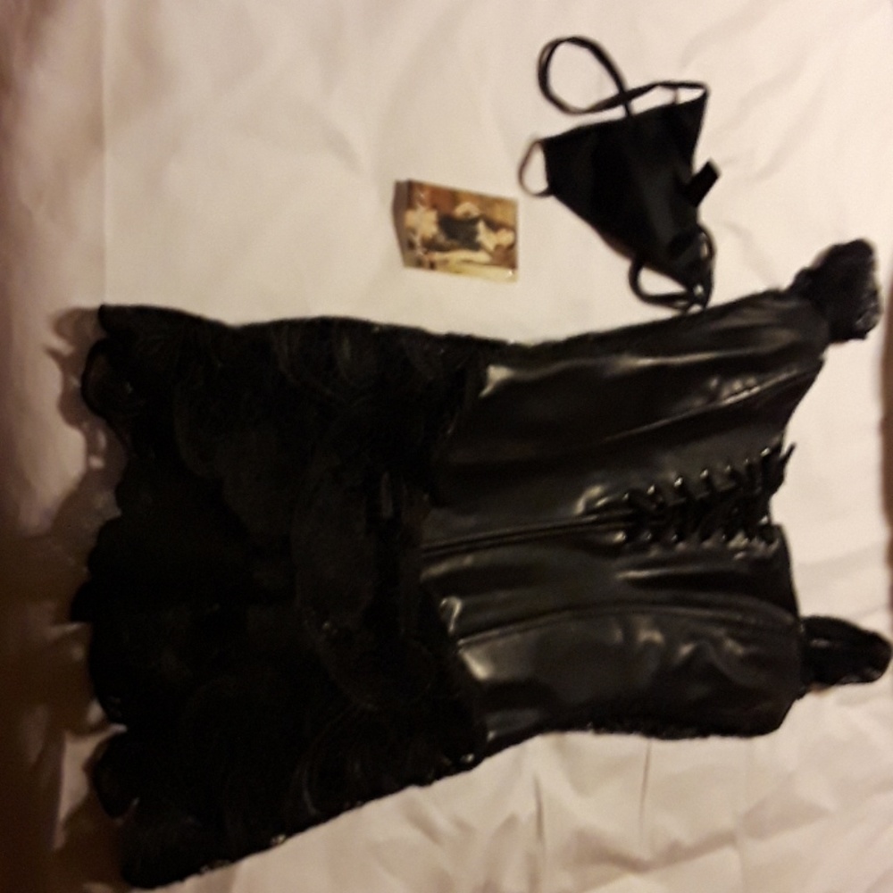 Dreamgirl lace up camisole with thong.
